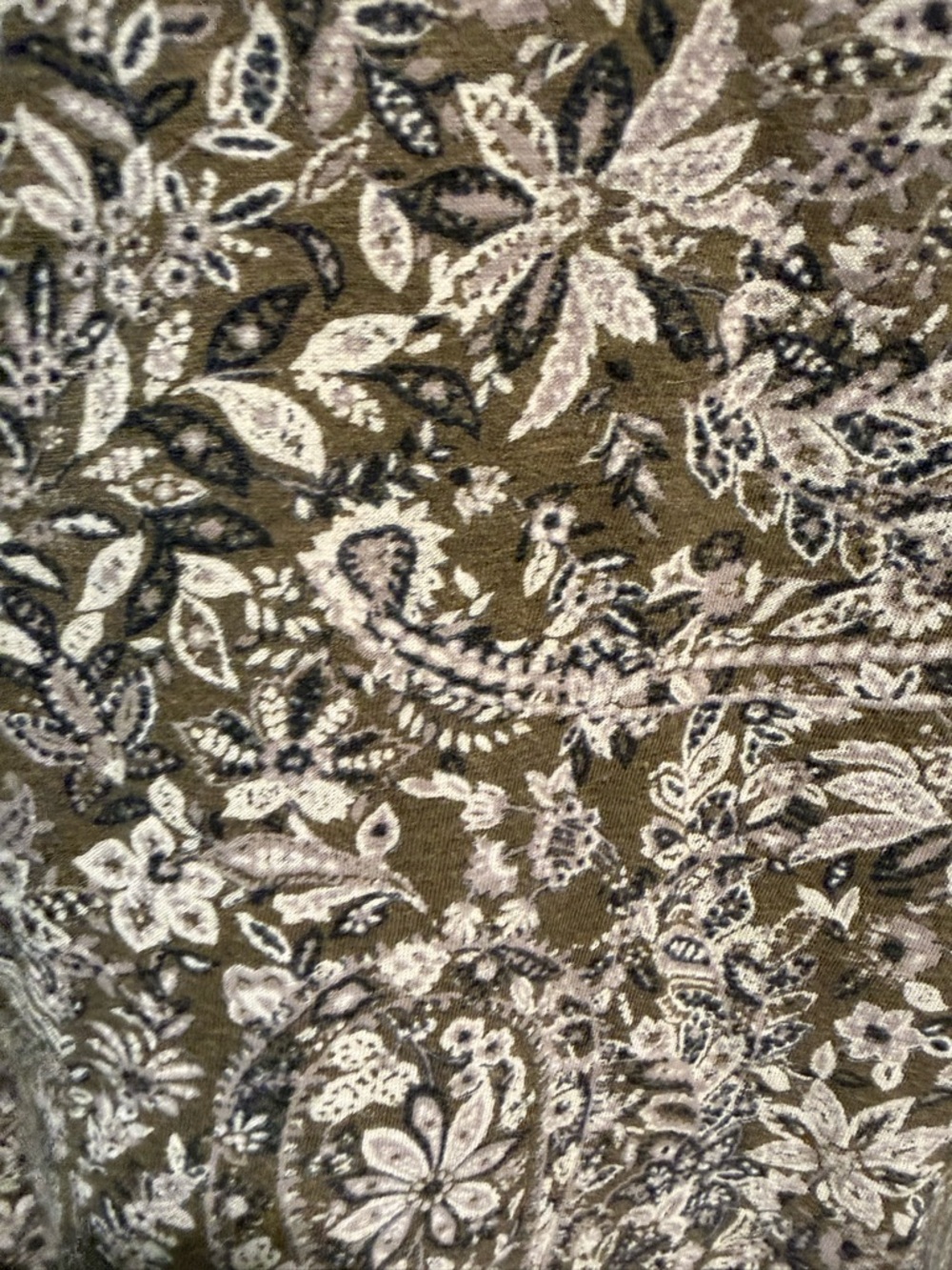 Lucky Brand Olive Green Floral Long-Sleeve Top Size 1X Cotton Blend - Picture 3 of 5